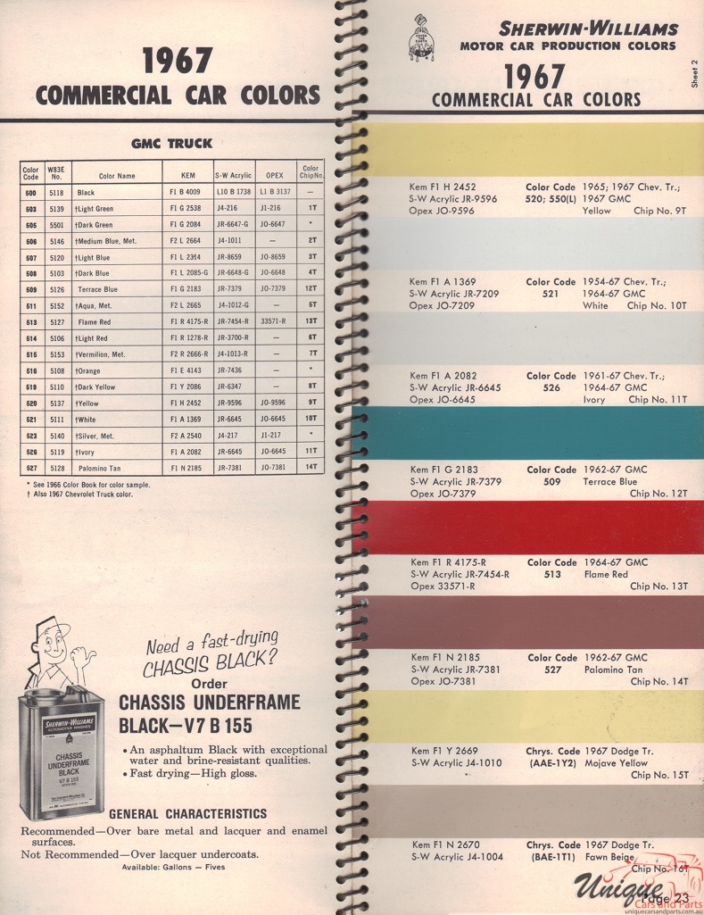 1967 GMC Truck Paint Charts Williams 2